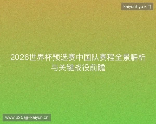 2026世界杯预选赛中国队赛程全景解析与关键战役前瞻