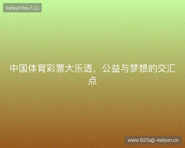 中国体育彩票大乐透，公益与梦想的交汇点